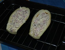 Zapékaný lilek (baklažán) s uzeným masem