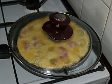 Selská omeleta se šunkou + foto postup